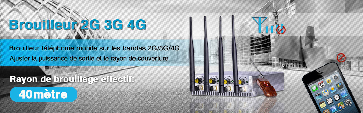 Brouilleur 16 bandes 16W - portée jusqu'à 25 mètres - 5G 4G 3G 2G